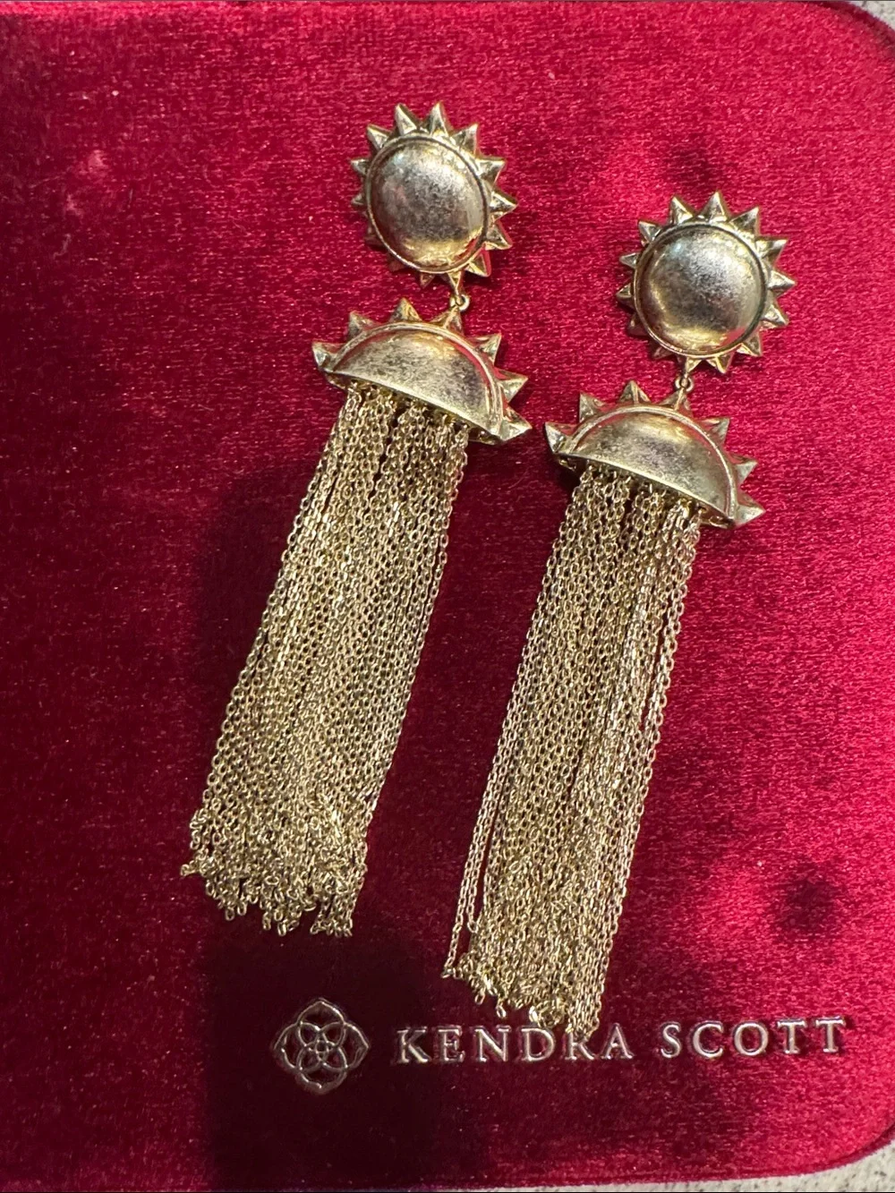 Kendra Scott Gold Sunburst Tassel Earrings